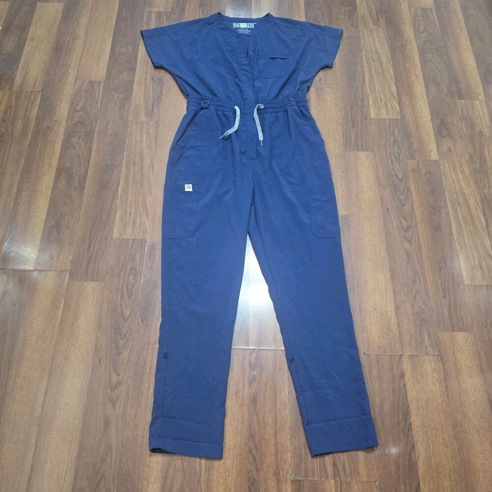 WonderWink Navy Blue Renew Cargo Jogger Medical Scrub Jumpsuit Short Sleeve Sz M